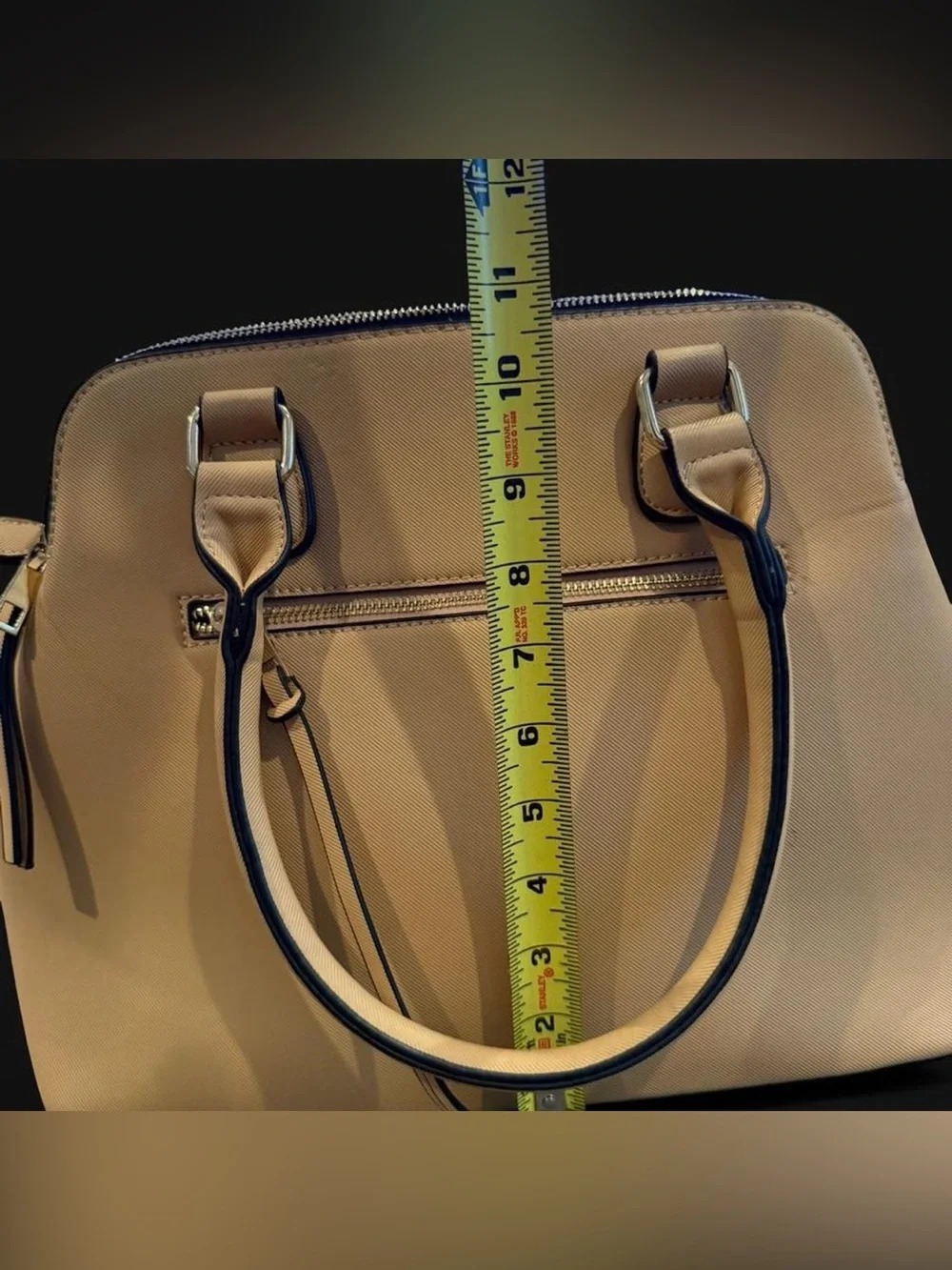 Elegant Cream Dome Satchel with Gold Hardware no long strap